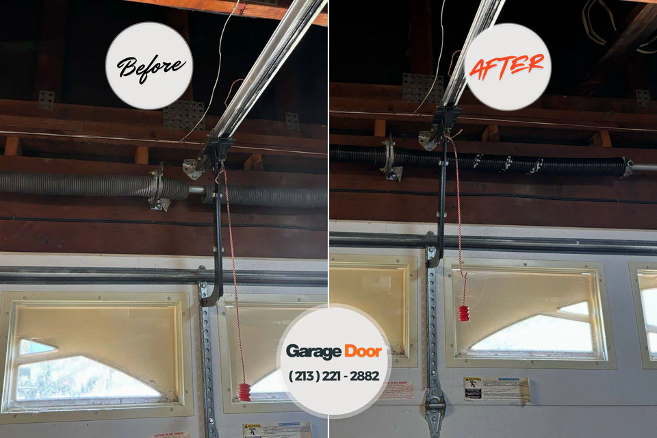 Before and after: garage door spring repair Jarrettsville, MD